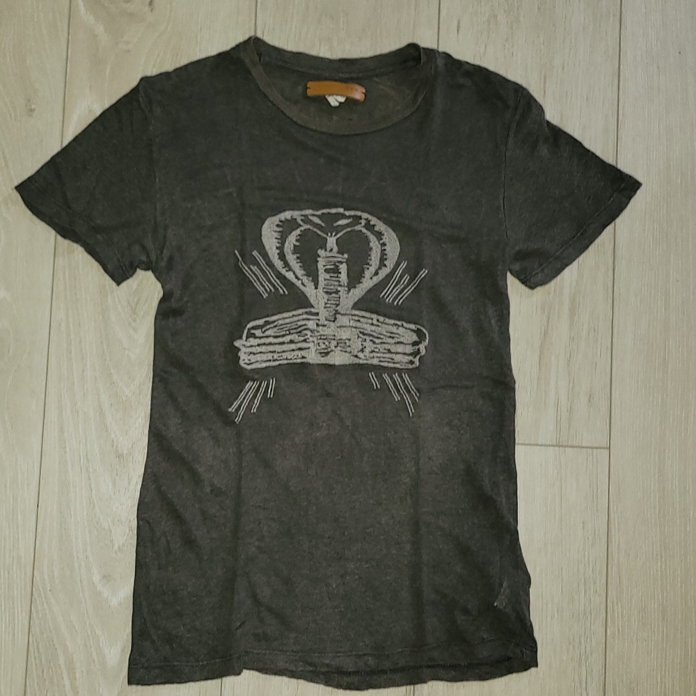 HEIRLOOM Free People Graphic Black T-Shirt Tee XS